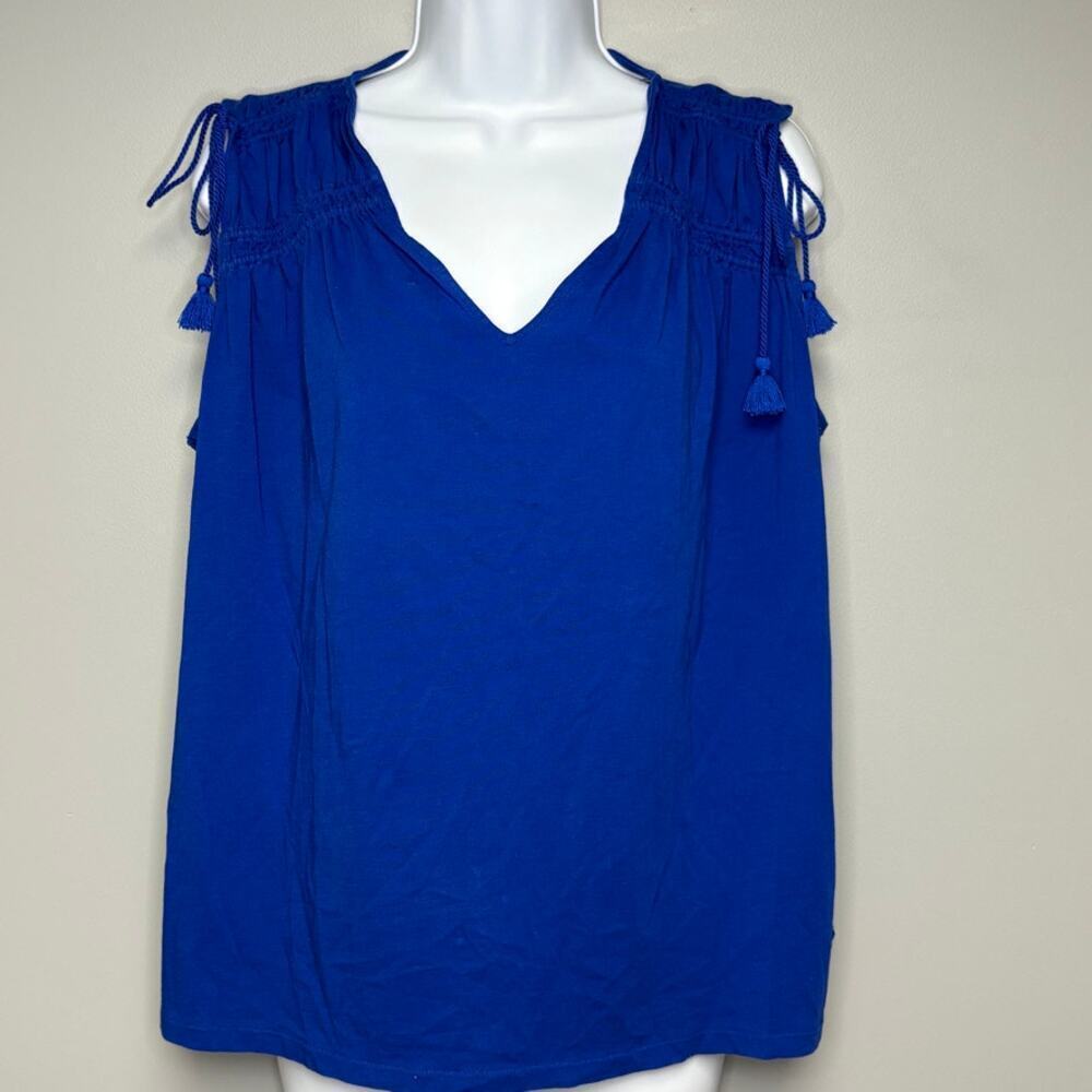 Lauren Ralph‎ Lauren Blue Nautical Tassle Sinch Sleeve Womens Top Sz XL